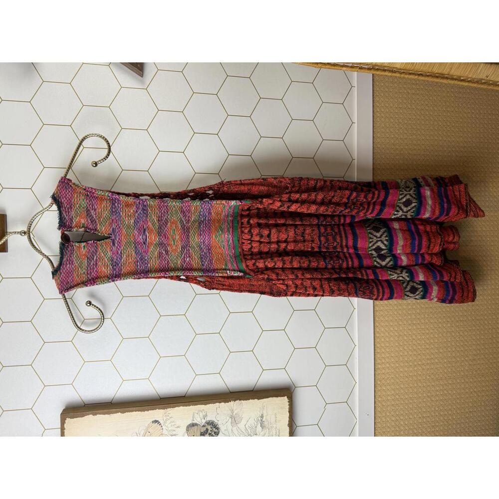 Free People Red Rare Hearts Crochet Sweater Tunic Dress - Size - Medium - Picture 5 of 9